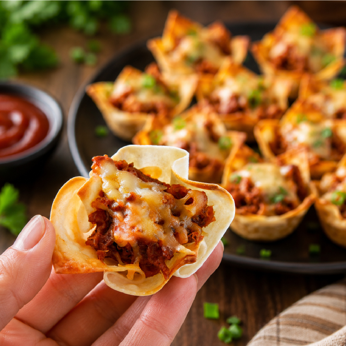 Filled Wonton Cups