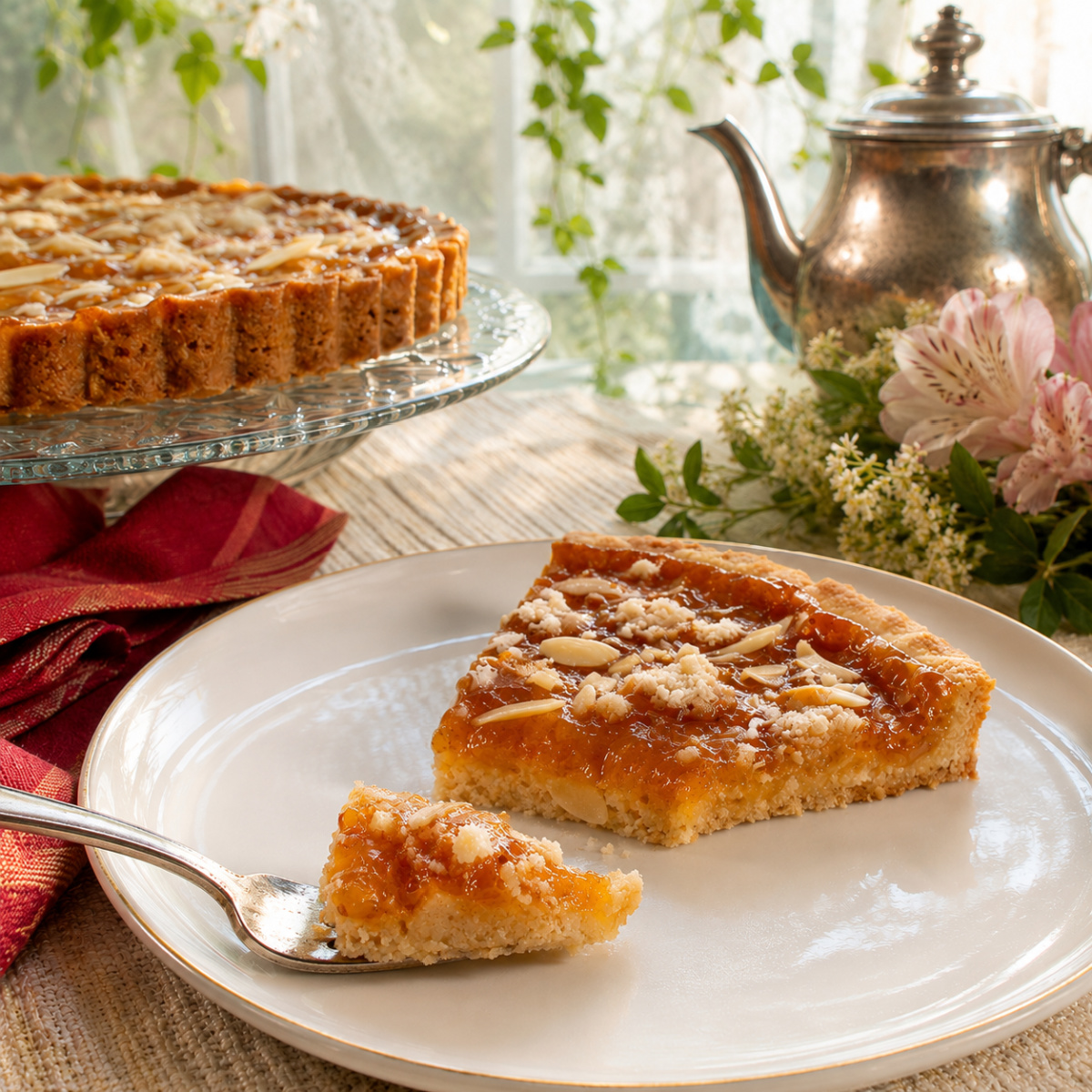 Fregolata Tart with Jam and Almonds