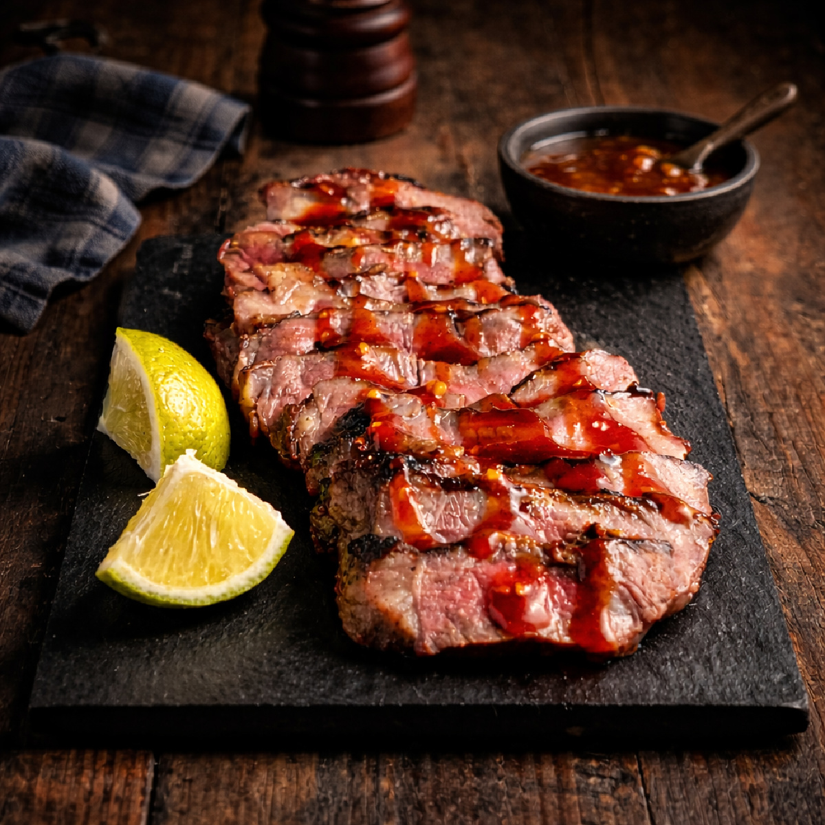 Grilled Steak with Honey Chipotle Glaze
