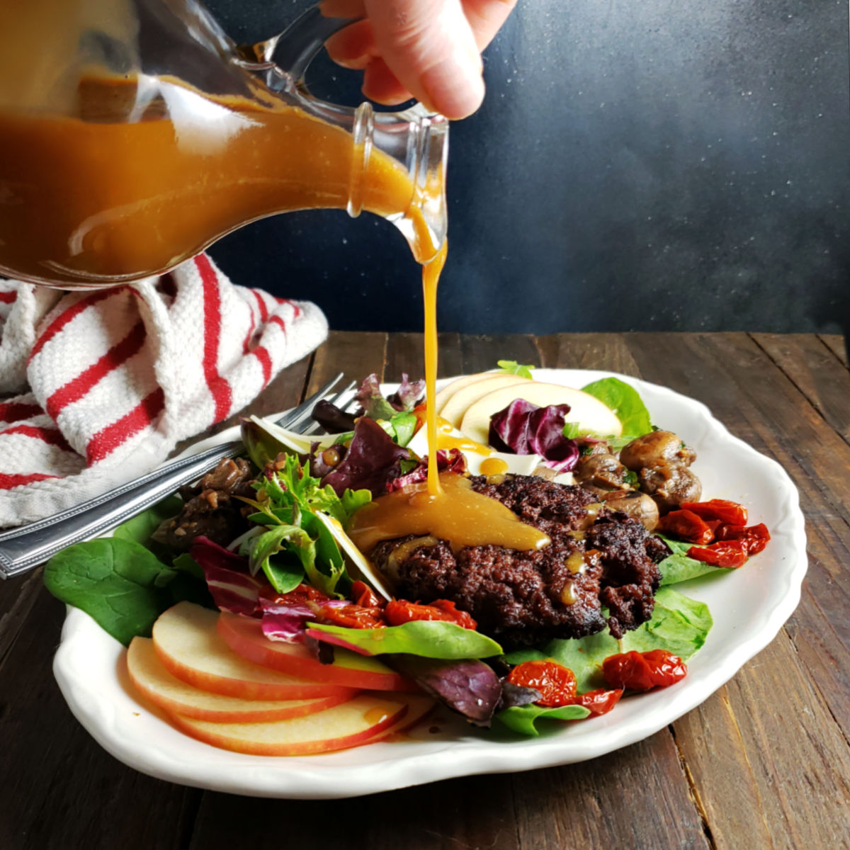 Taphouse Salad with Roasted Tomatoes, Mushrooms & Smashburger