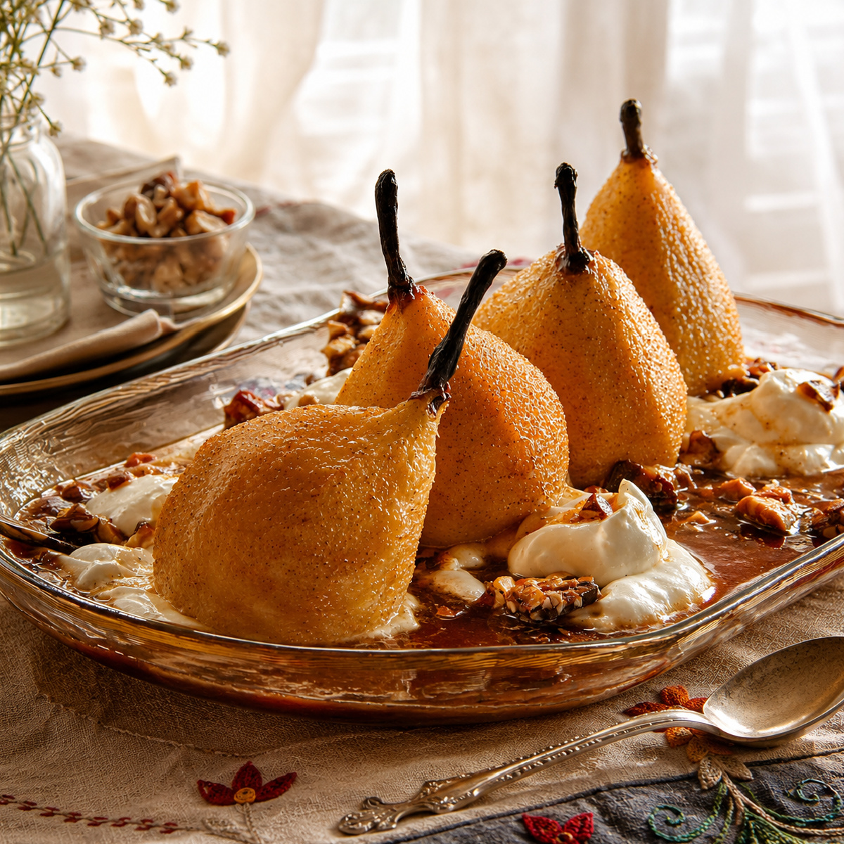 Roasted Pears with Lemon Cream
