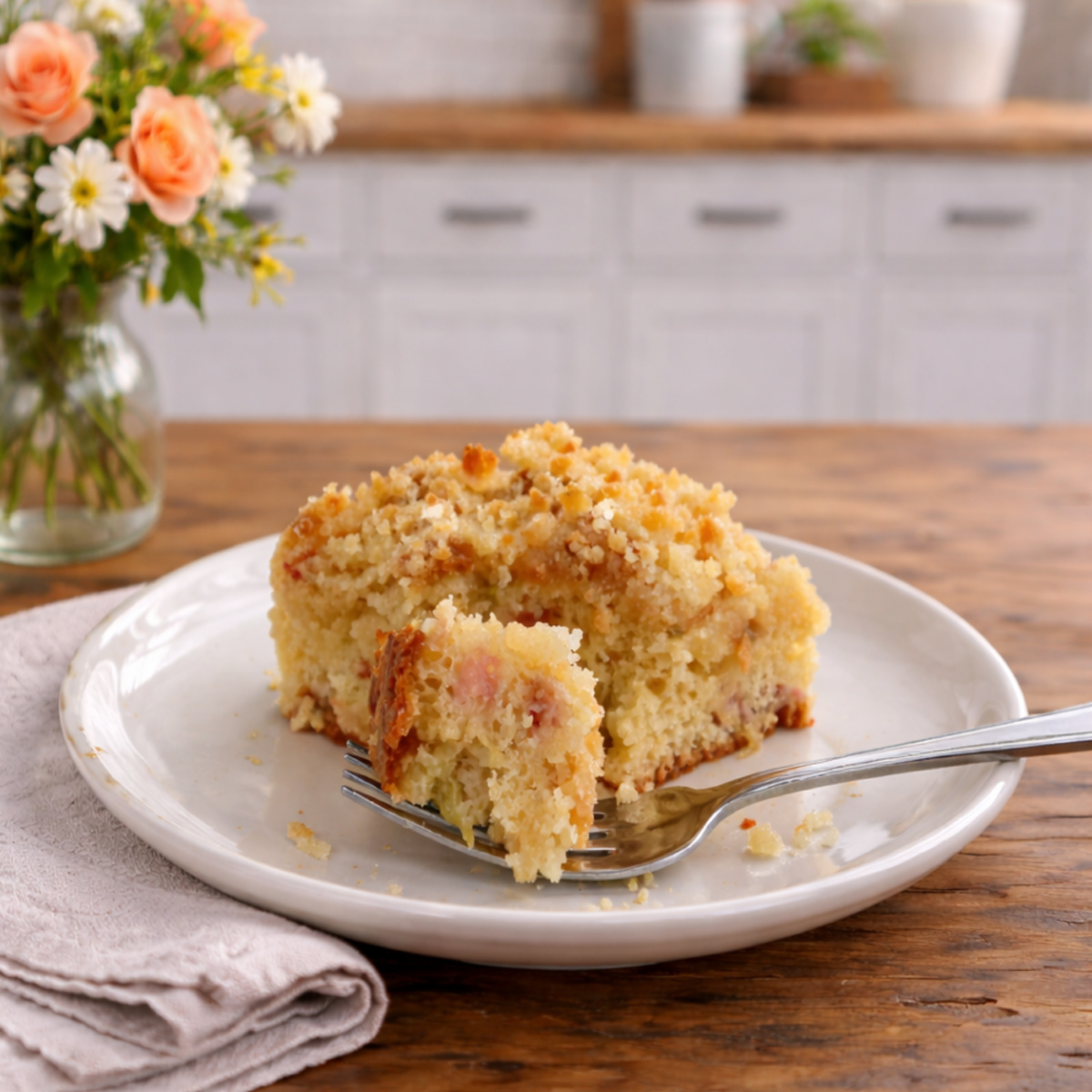 Sour Cream Rhubarb Coffee Cake
