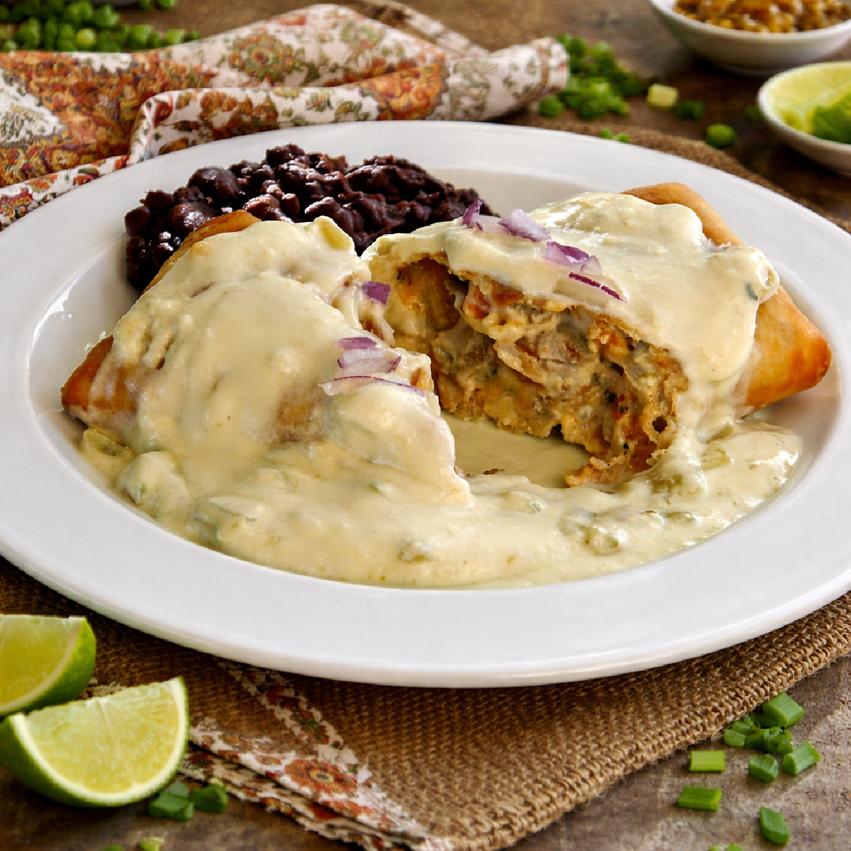 Steak Chimichanga with Green Chili Verde Sauce