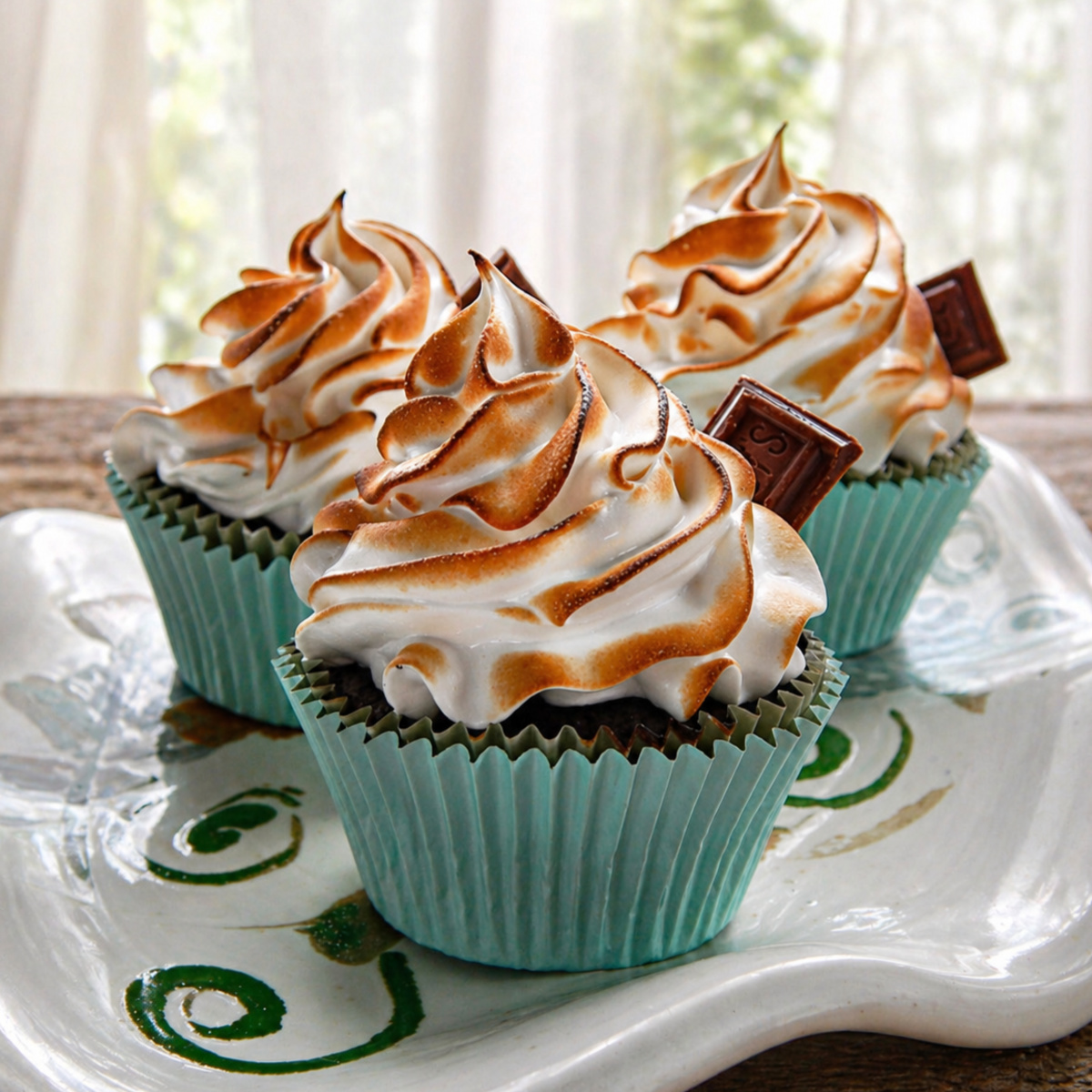 S'more Cupcakes with Swiss Meringue