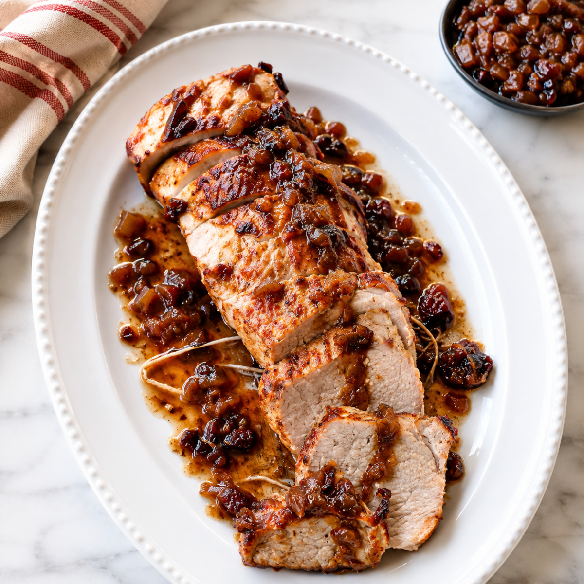 Pork Tenderloin with Caramelized Onion & Cranberry Compote