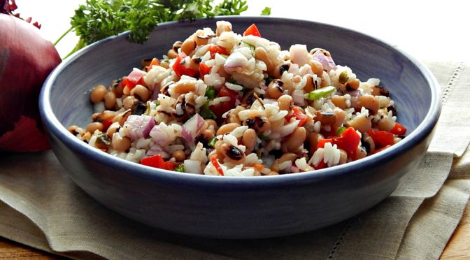 Black Eyed Pea & Rice Salad made with Cilantro Lime Rice Instant Pot or Stove Top Chipotle Copycat