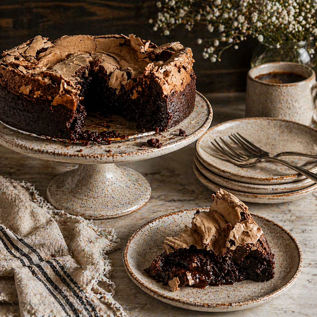 Chocolate Meringue Brownie Cake