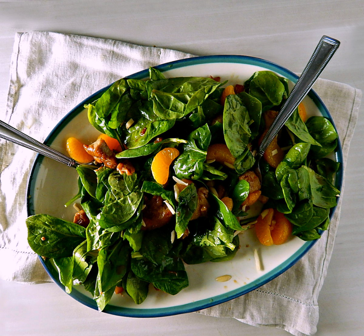 Warm Spinach Chicken Mandarin Salad