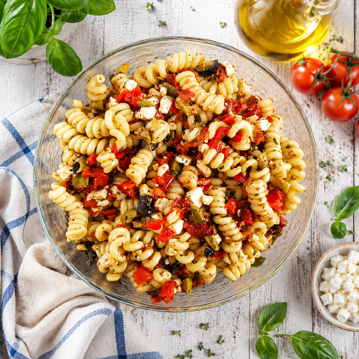 Sun-Dried Tomato Feta Pasta Salad