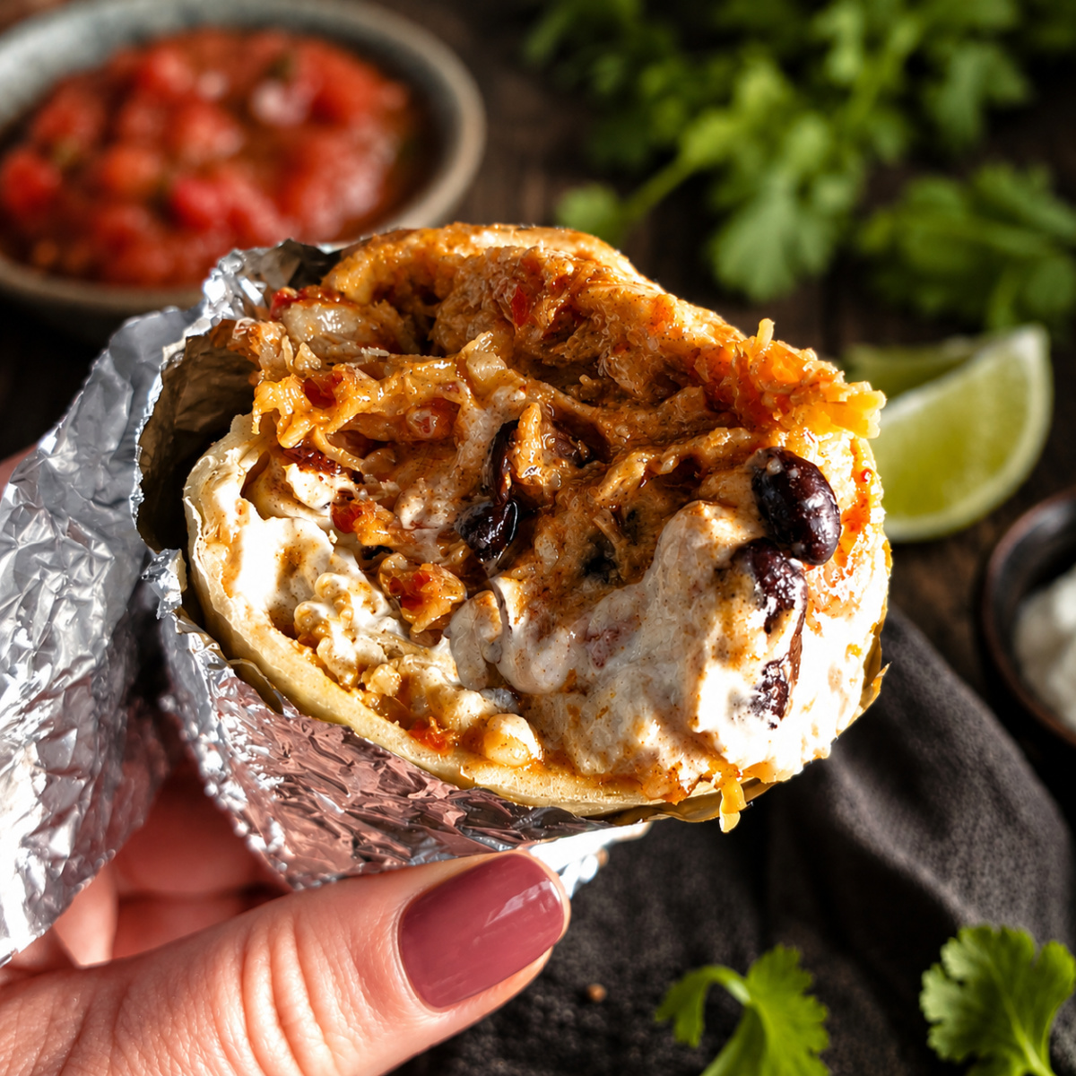 Pulled Pork Black Bean Burritos
