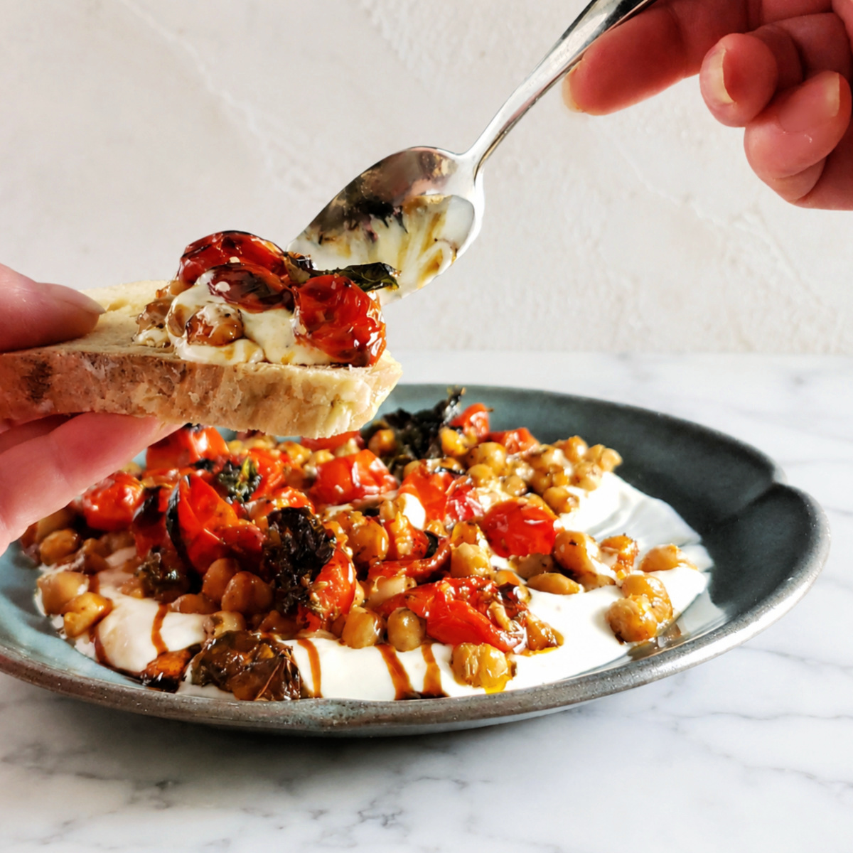 Blistered Tomatoes and Chickpeas